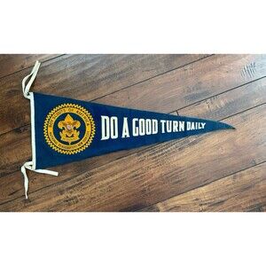 Vintage 1930s Boy Scouts Wool Felt Pennant Do A Good Turn Daily BSA Antique 29"